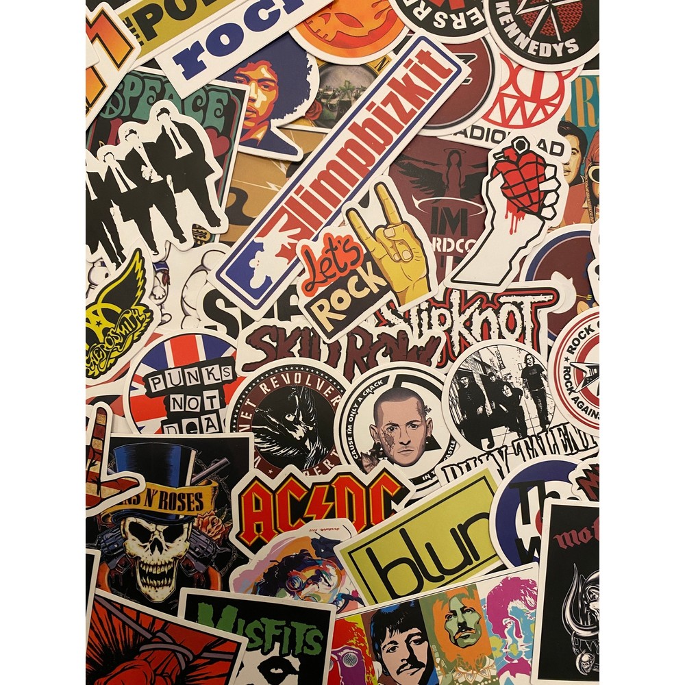 50pcs Rock n Roll Bands Music Themed Waterproof Stickers Pack